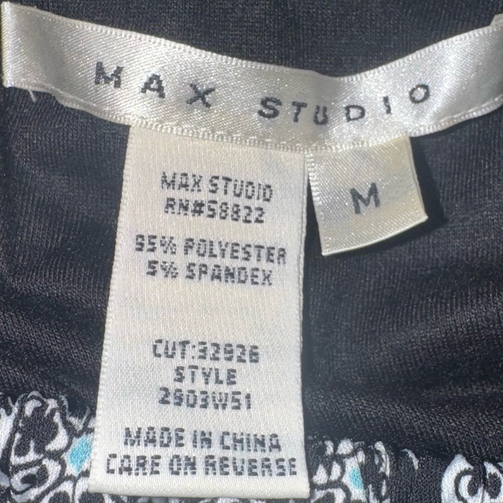Max Studio Black White Boho Print Sleeveless Elastic Waist Dress Size M - Picture 4 of 7